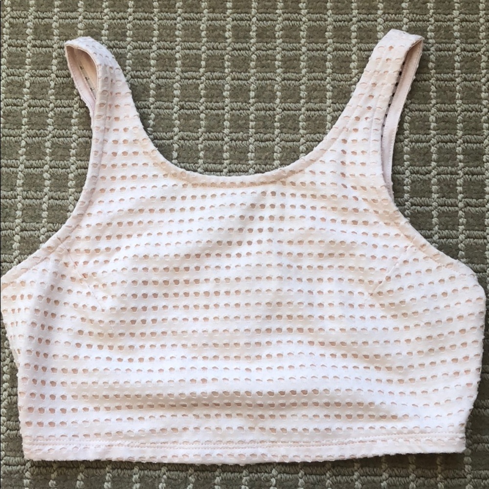 Express Light Pink Perforated Crop Top
